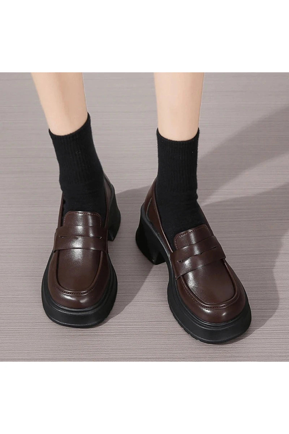 Retro Platform Leather Shoes Shoptery
