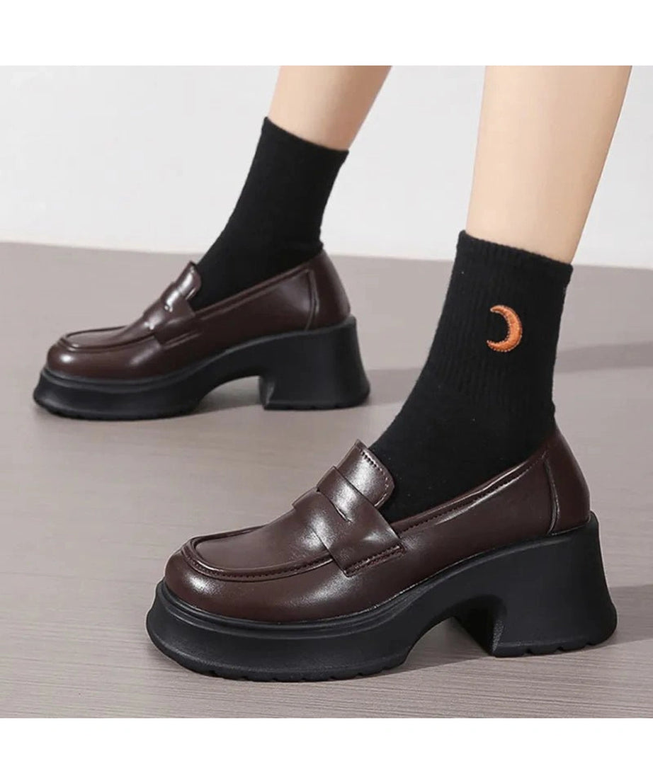 Platform Leather Shoes - Shoes