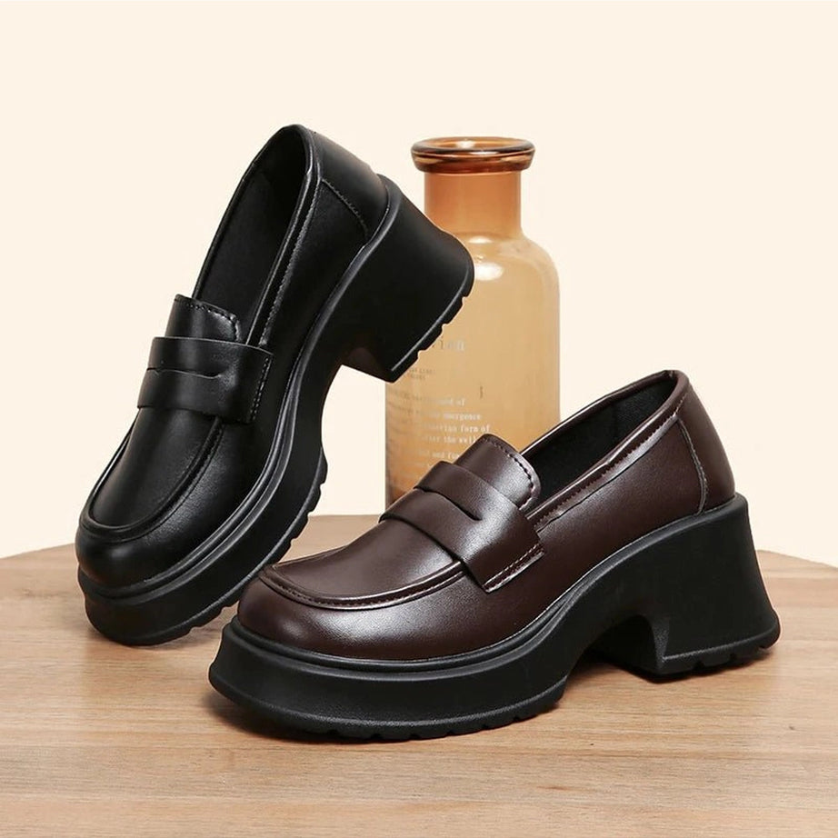 Retro Platform Leather Shoes Shoptery
