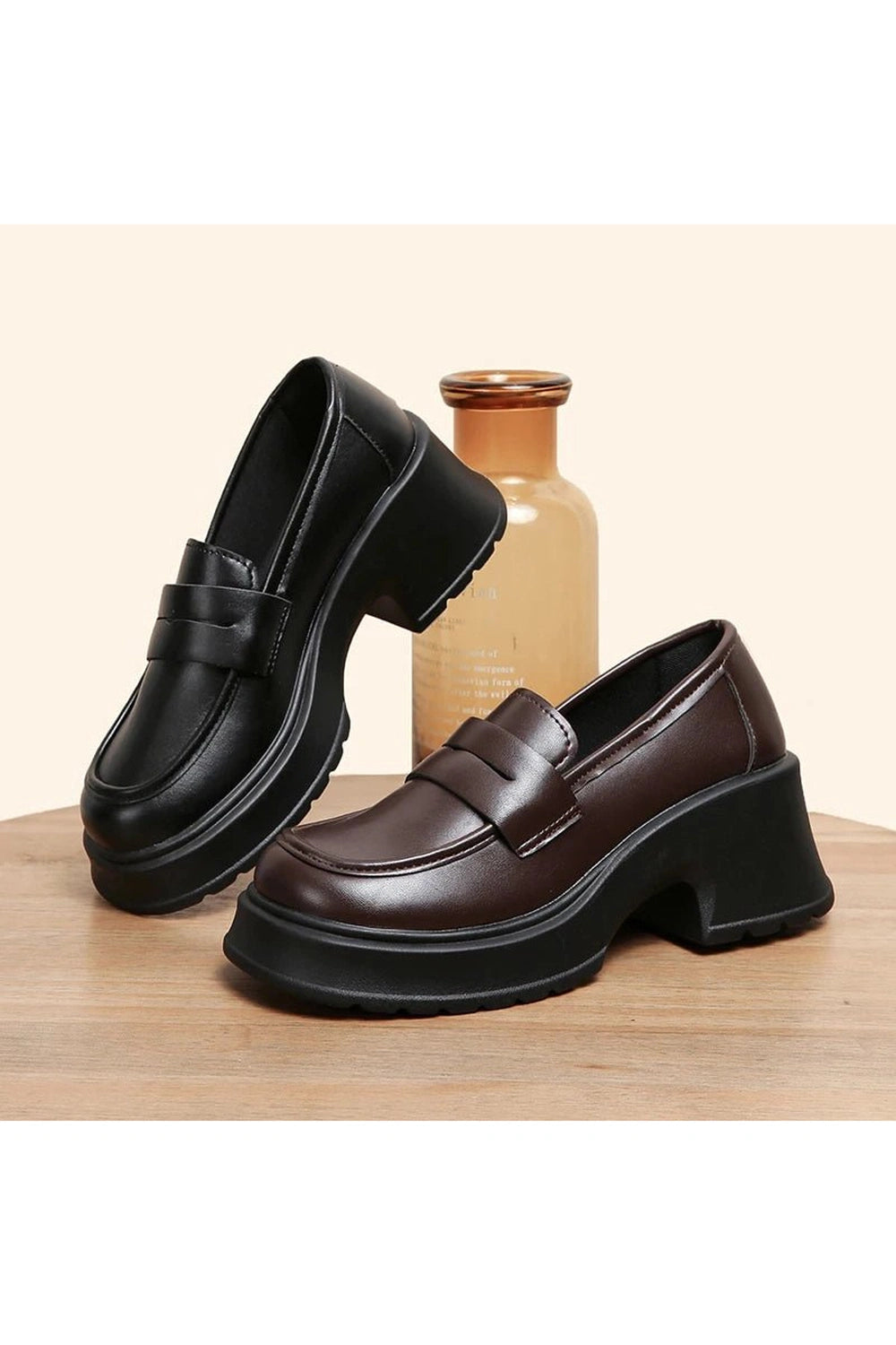 Retro Platform Leather Shoes Shoptery