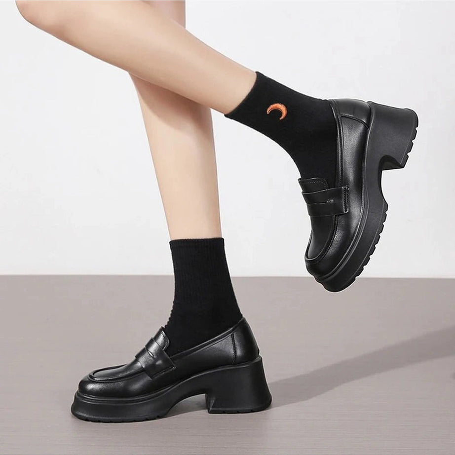 Retro Platform Leather Shoes Shoptery