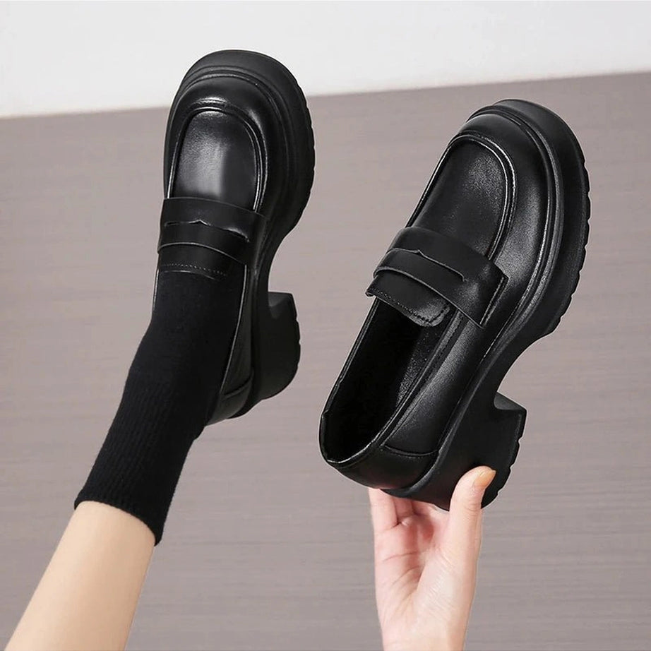 Retro Platform Leather Shoes Shoptery