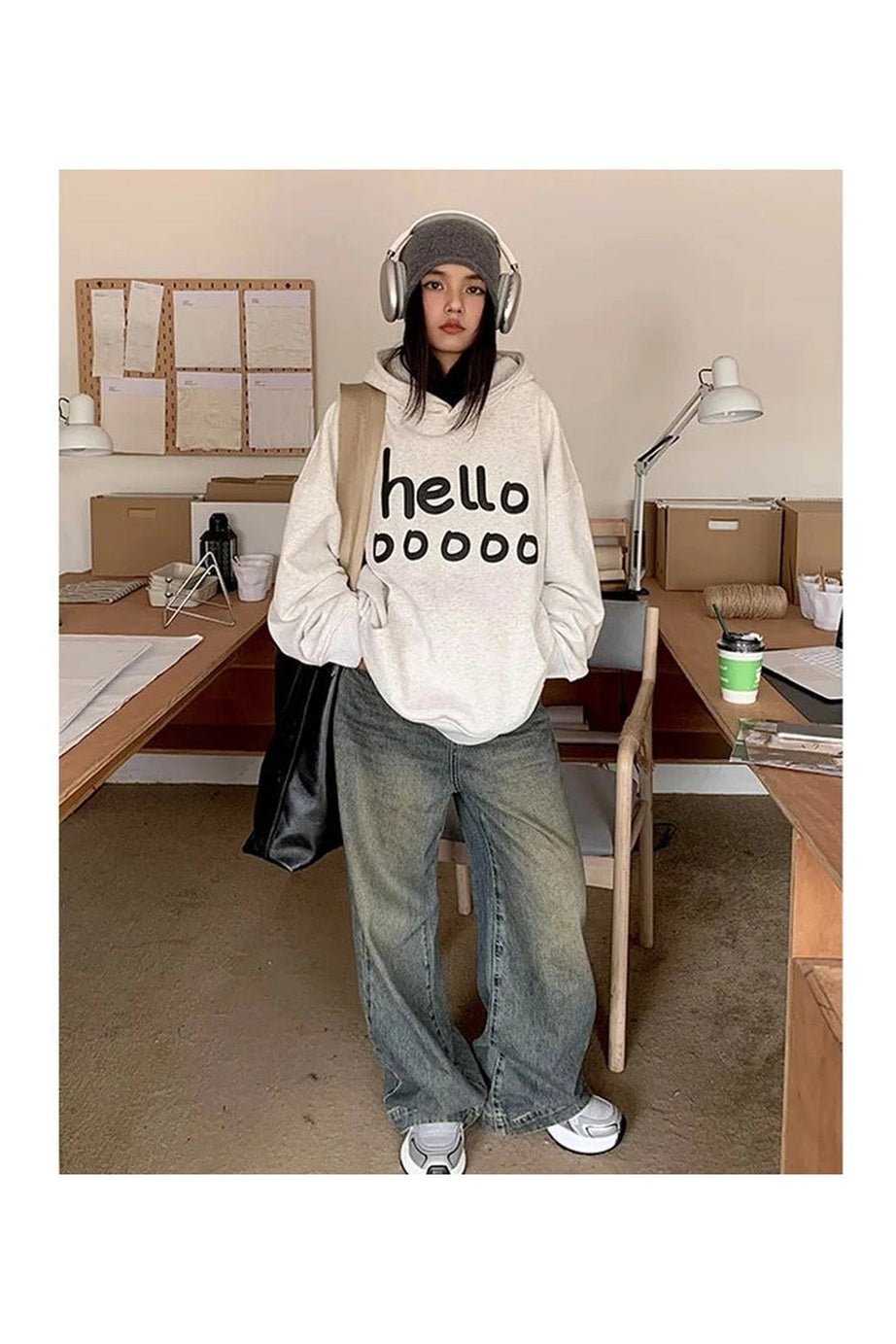 Playful Hello Oversized Hoodie - Hoodies