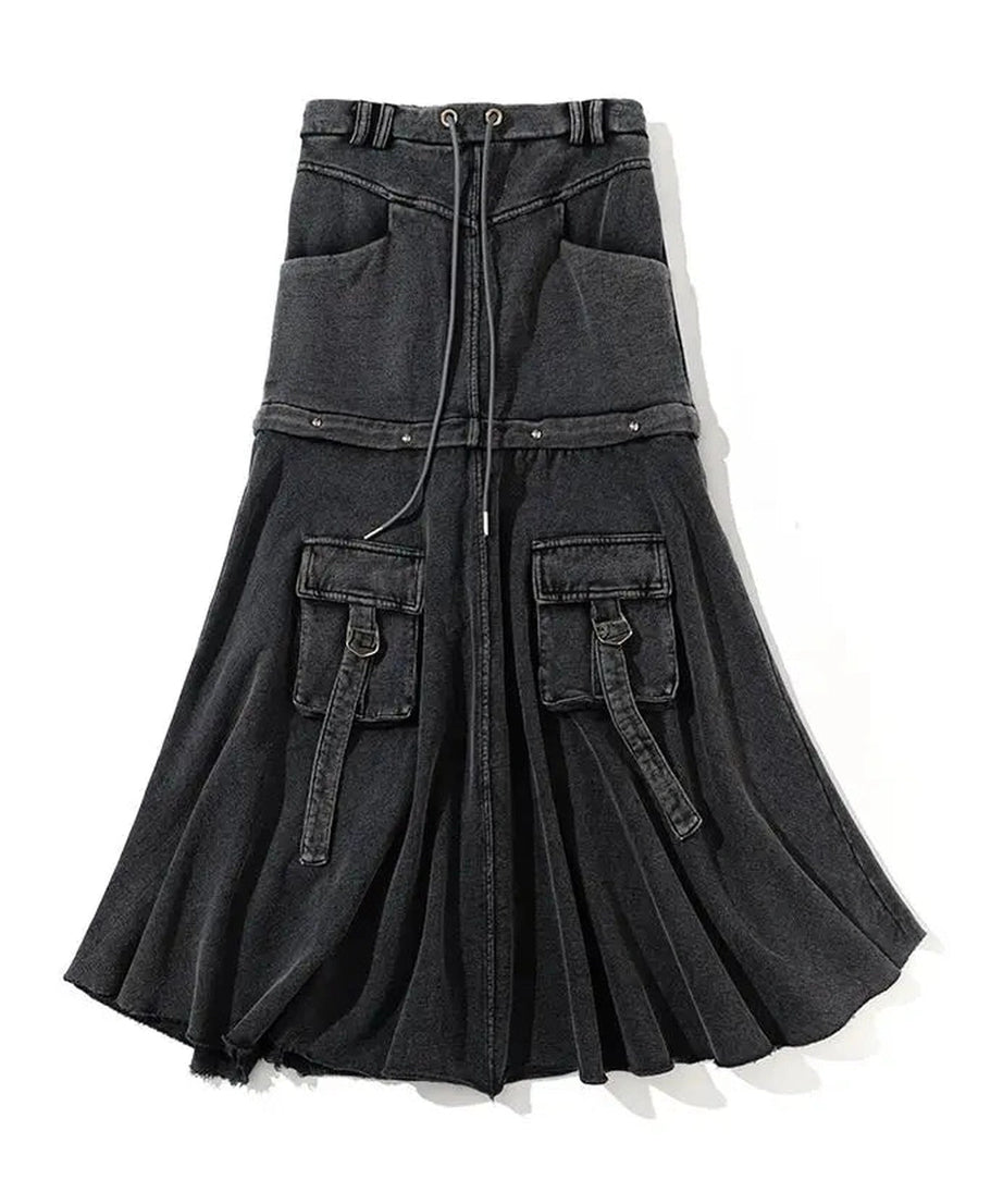 Pocket Baggy Denim Skirt - Skirts