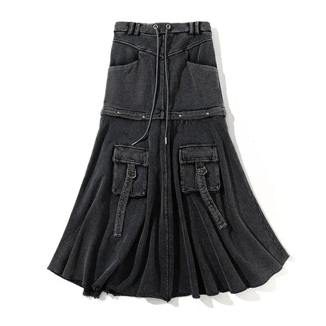 Pocket Baggy Denim Skirt - Skirts