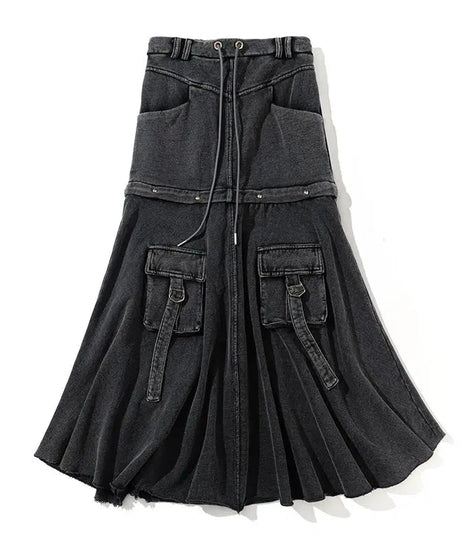 Pocket Baggy Denim Skirt - Skirts