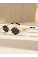 Retro Polygonal Sunglasses Gold Gray picture color Shoptery