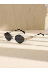 Retro Polygonal Sunglasses Silver Gray picture color Shoptery