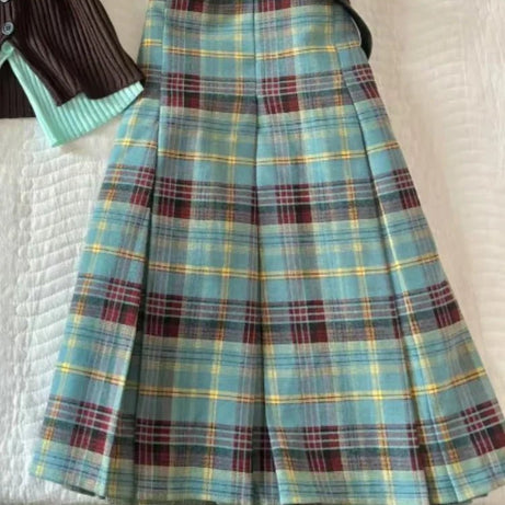 Preppy Chic Layered Retro Outfit Set Only skirt Shoptery