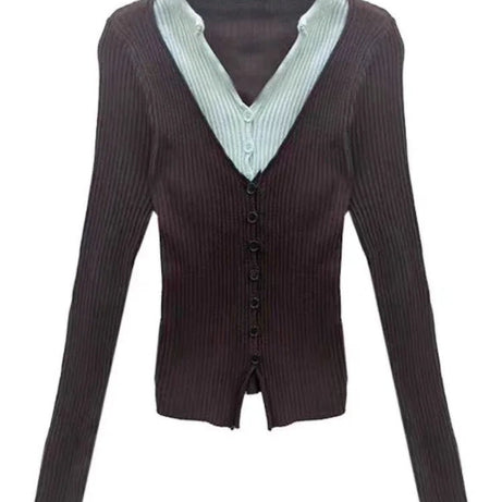 Preppy Chic Layered Retro Outfit Set Only top Shoptery