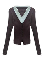 Preppy Chic Layered Retro Outfit Set Only top Shoptery