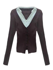 Preppy Chic Layered Retro Outfit Set Only top Shoptery