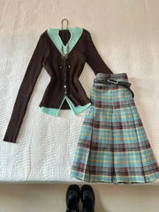 Preppy Chic Layered Retro Outfit Set 2-piece set Shoptery