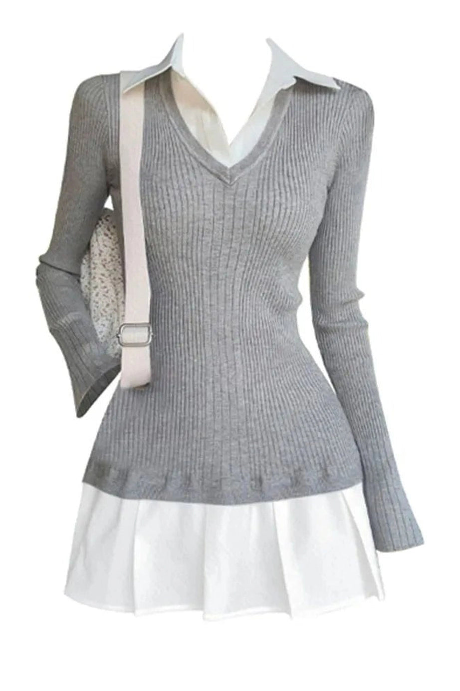 Preppy Knit Mini Dress - Dresses