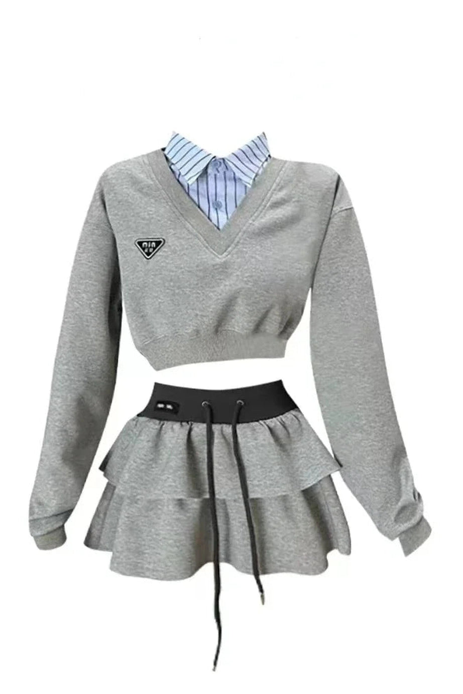 Preppy Layered Ruffle Skirt Set - Outfit Sets