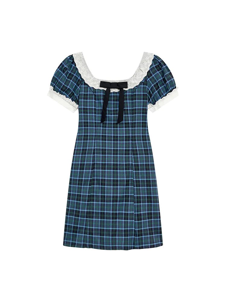 Preppy Plaid Bow - Tie Dress - Dresses