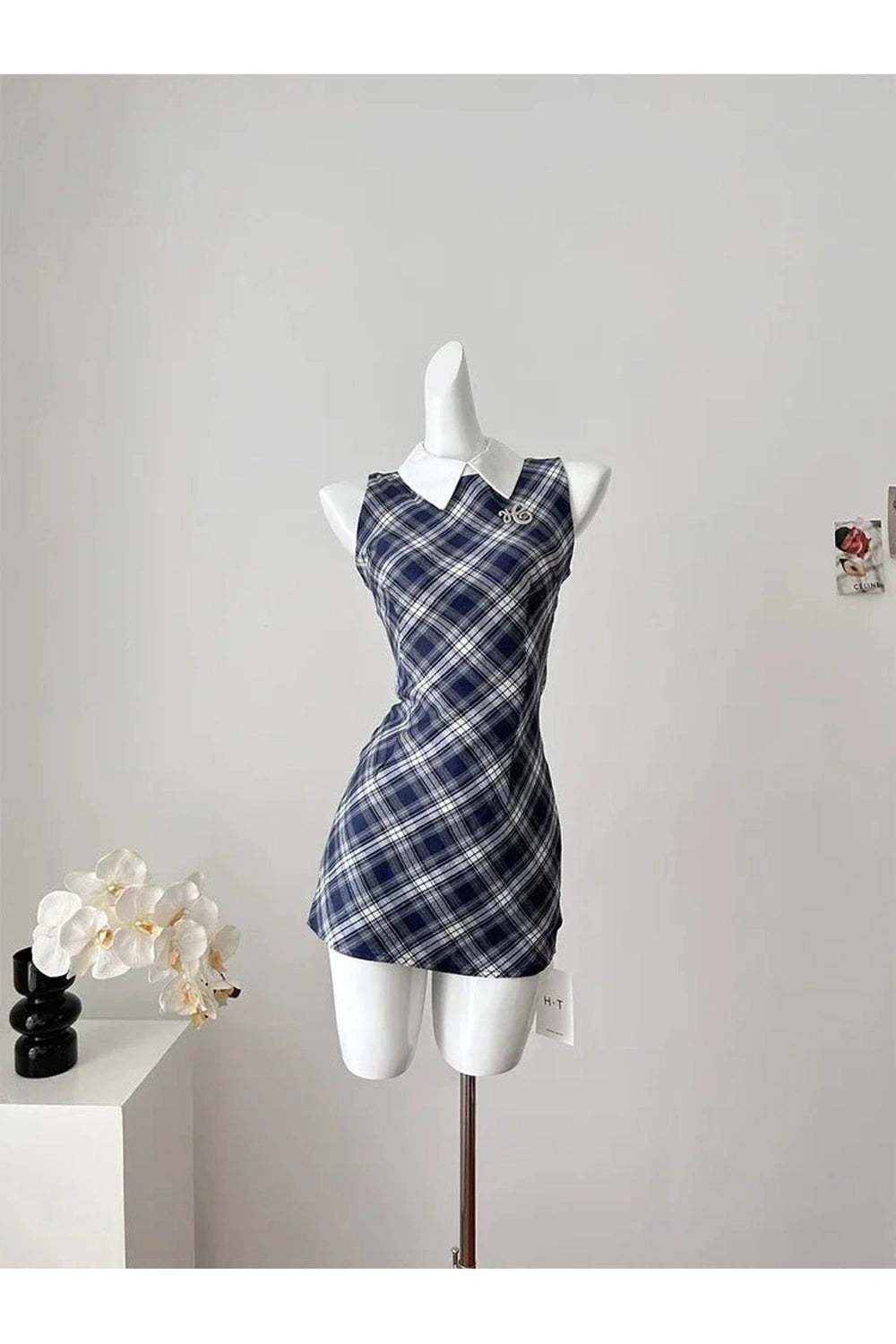 Preppy Plaid Collared Mini Dress - Dresses