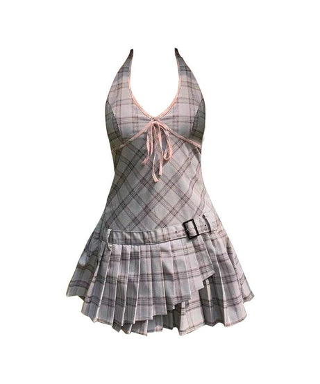 Preppy Plaid Mini Dress - Dresses