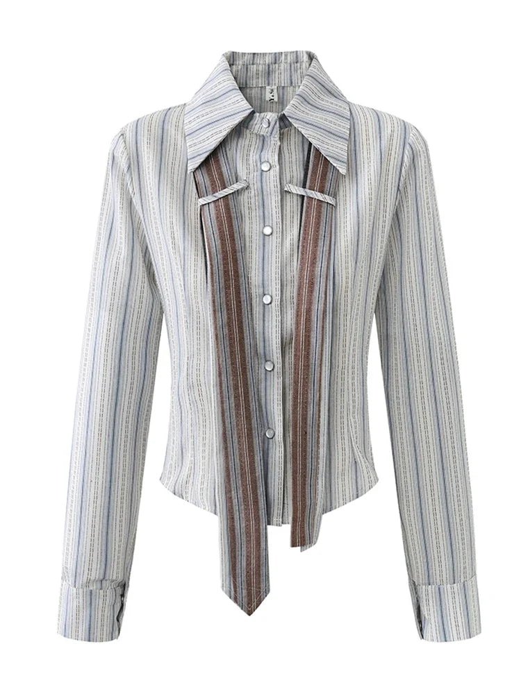 Preppy Striped Crop Shirt -