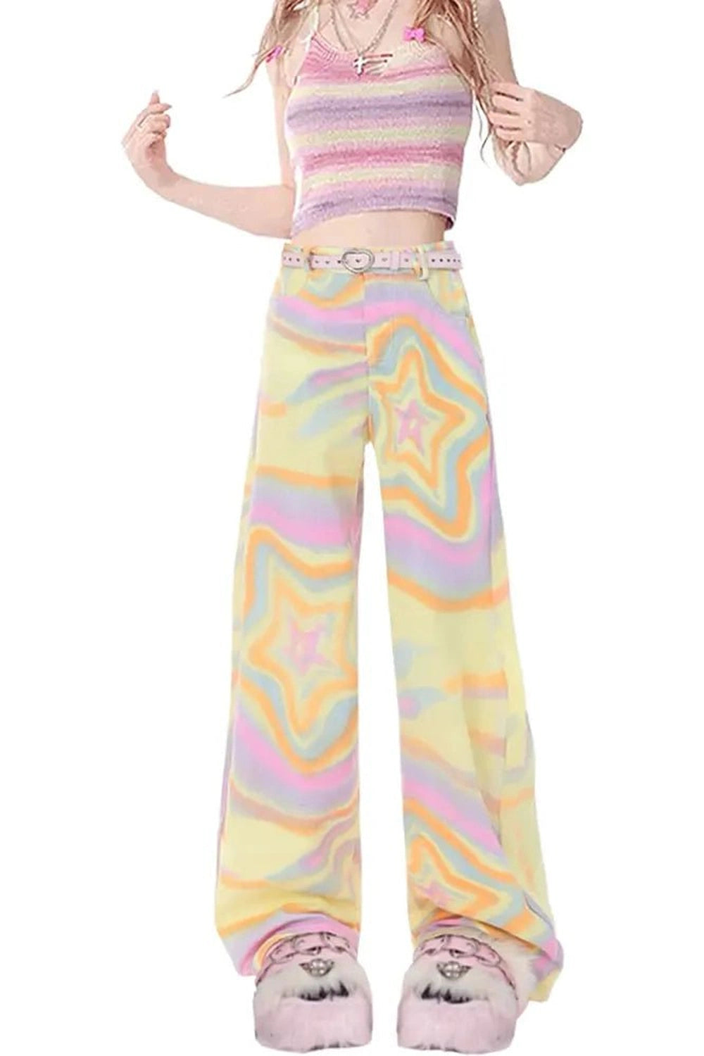Kidcore Psychedelic Starburst Pants Yellow Shoptery