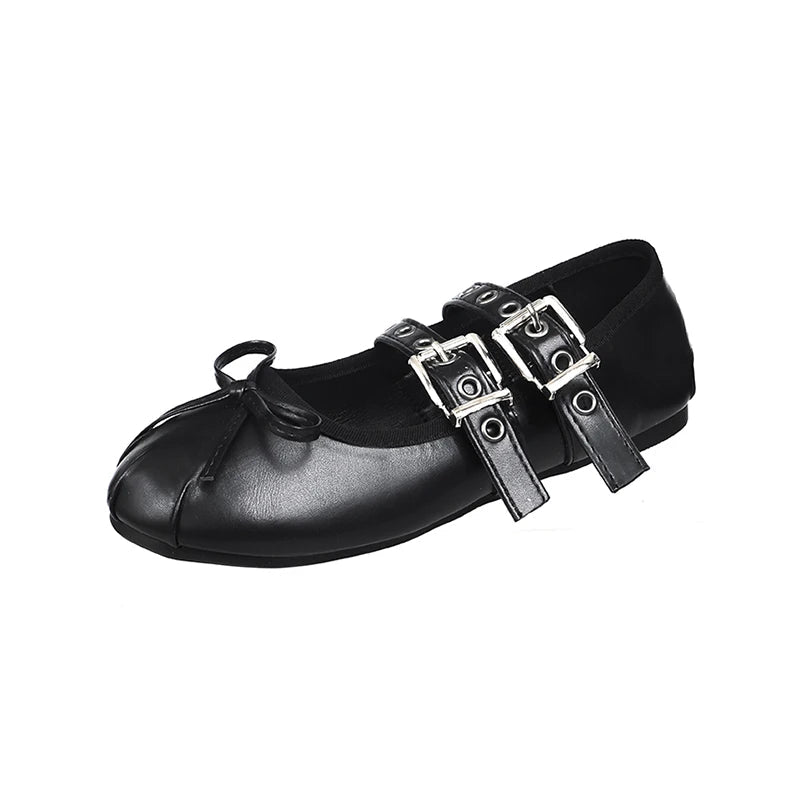 Punk Double Buckle Mary Janes Shoes - Shoes