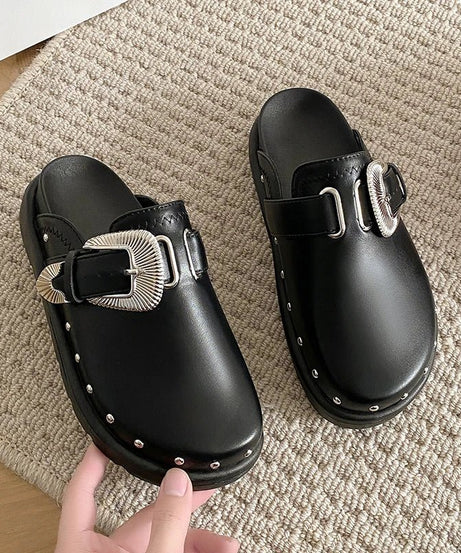 Punk Leather Slippers - Sandals