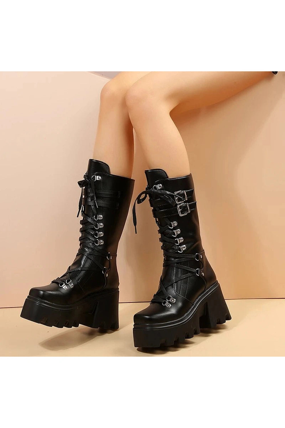 Alt Punk Motorcycle Boots Matte Black CHINA Shoptery