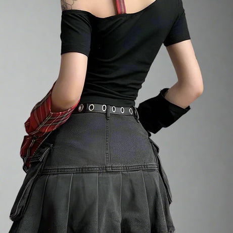 Alt Punk Plaid Star Crop Top Shoptery