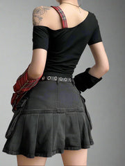 Alt Punk Plaid Star Crop Top Shoptery