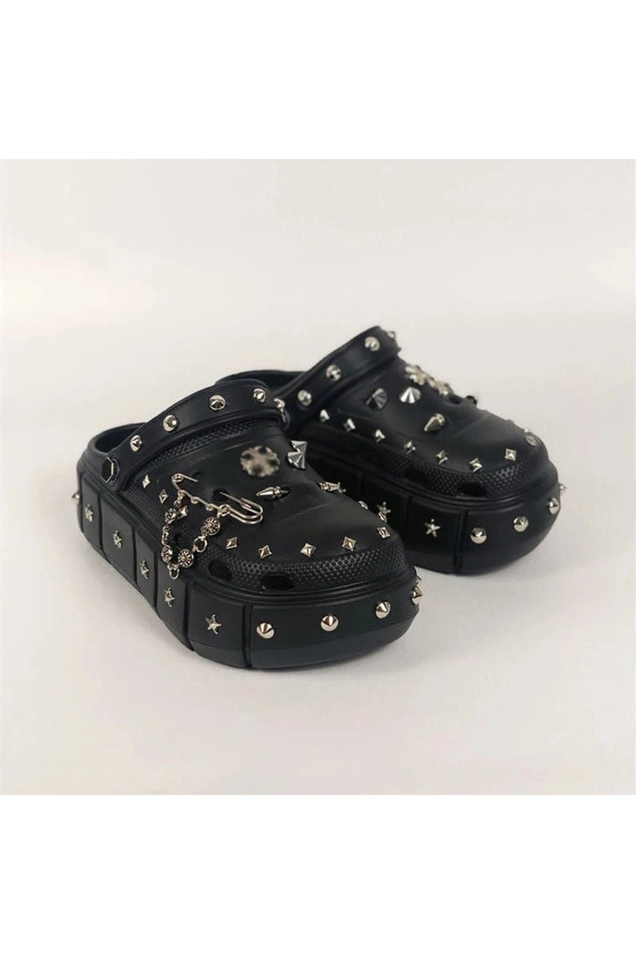 Punk Rivet Platform Slippers -