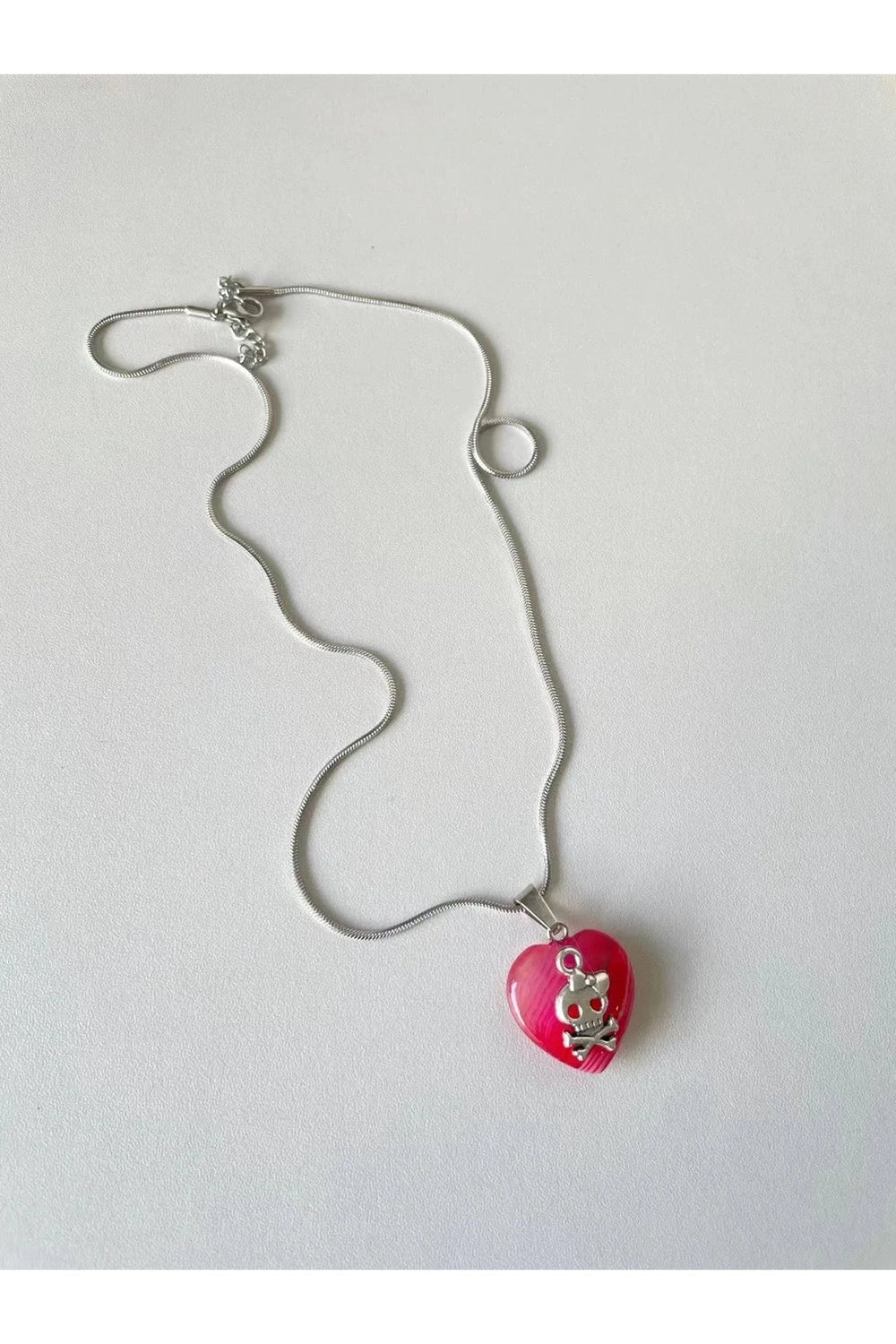 Alt Punk Skull Heart Pendant Necklace Shoptery