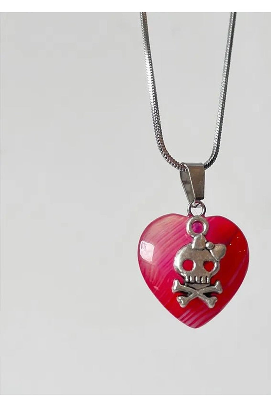 Punk Skull Heart Pendant Necklace - Necklaces