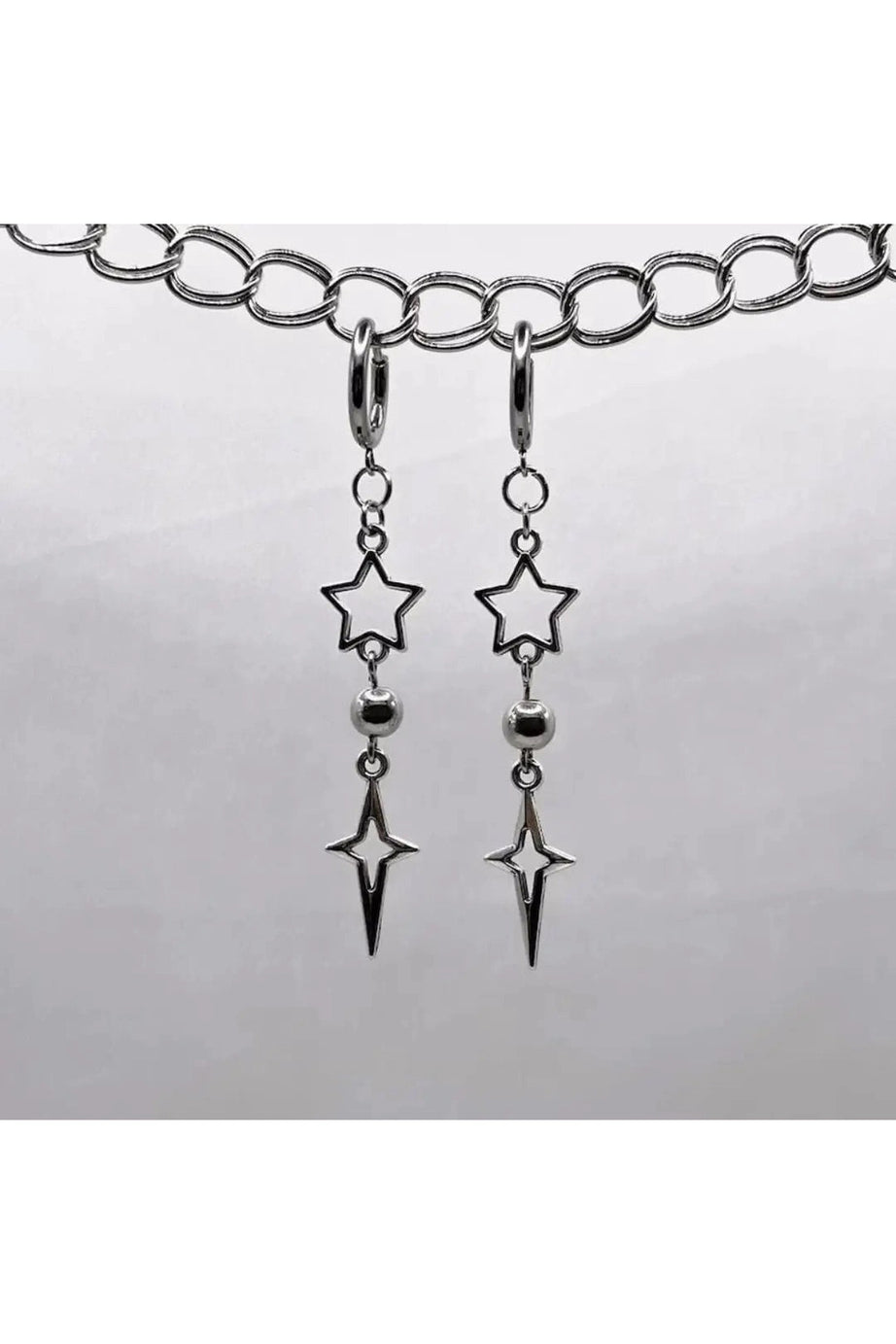 Punk Star Pendant Earhook Earrings -