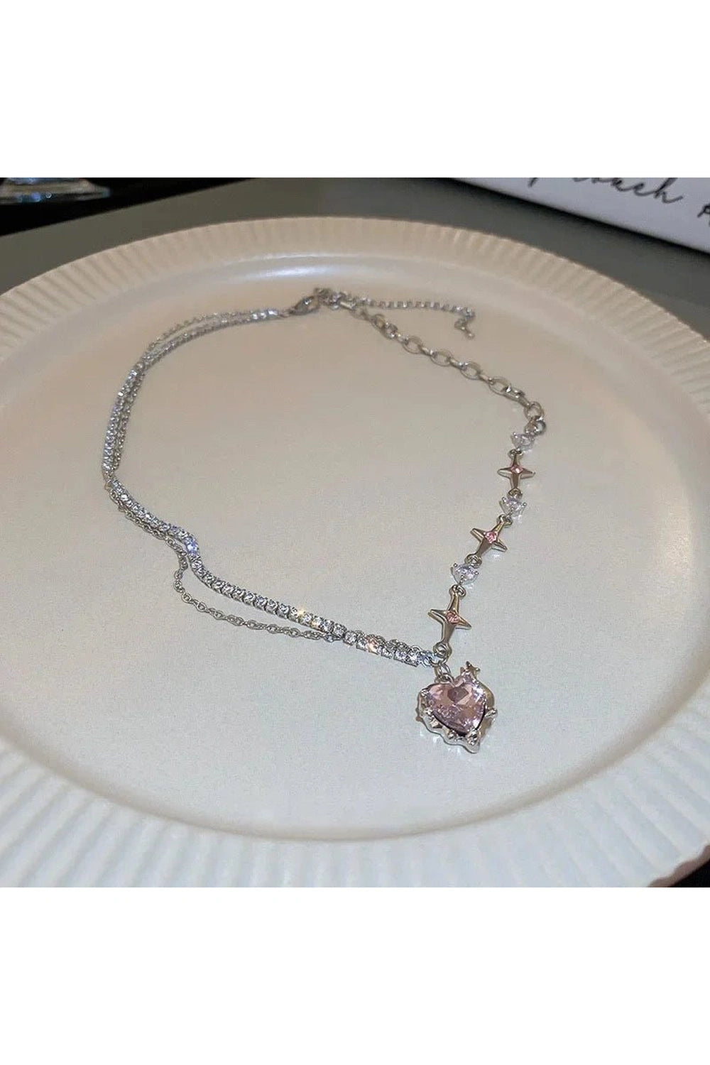 Purple Heart Pendant Necklace Pink Shoptery