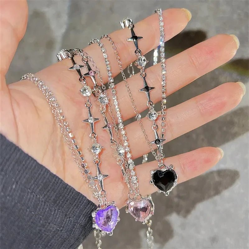 Purple Heart Pendant Necklace -