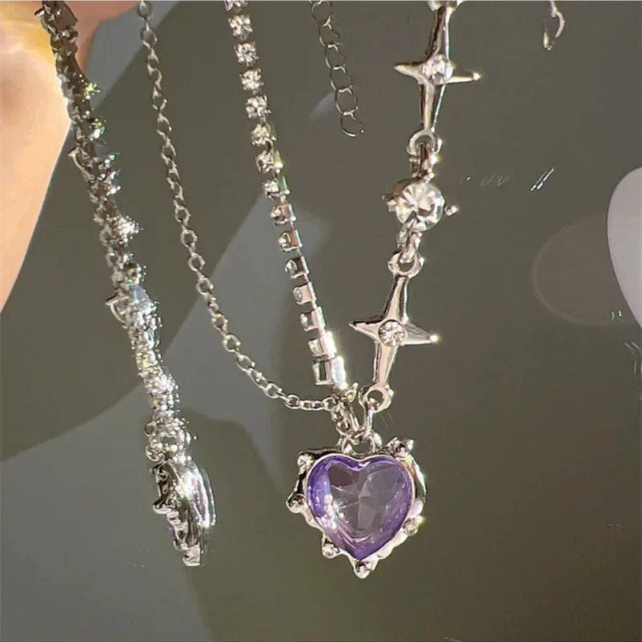 Purple Heart Pendant Necklace Purple Shoptery