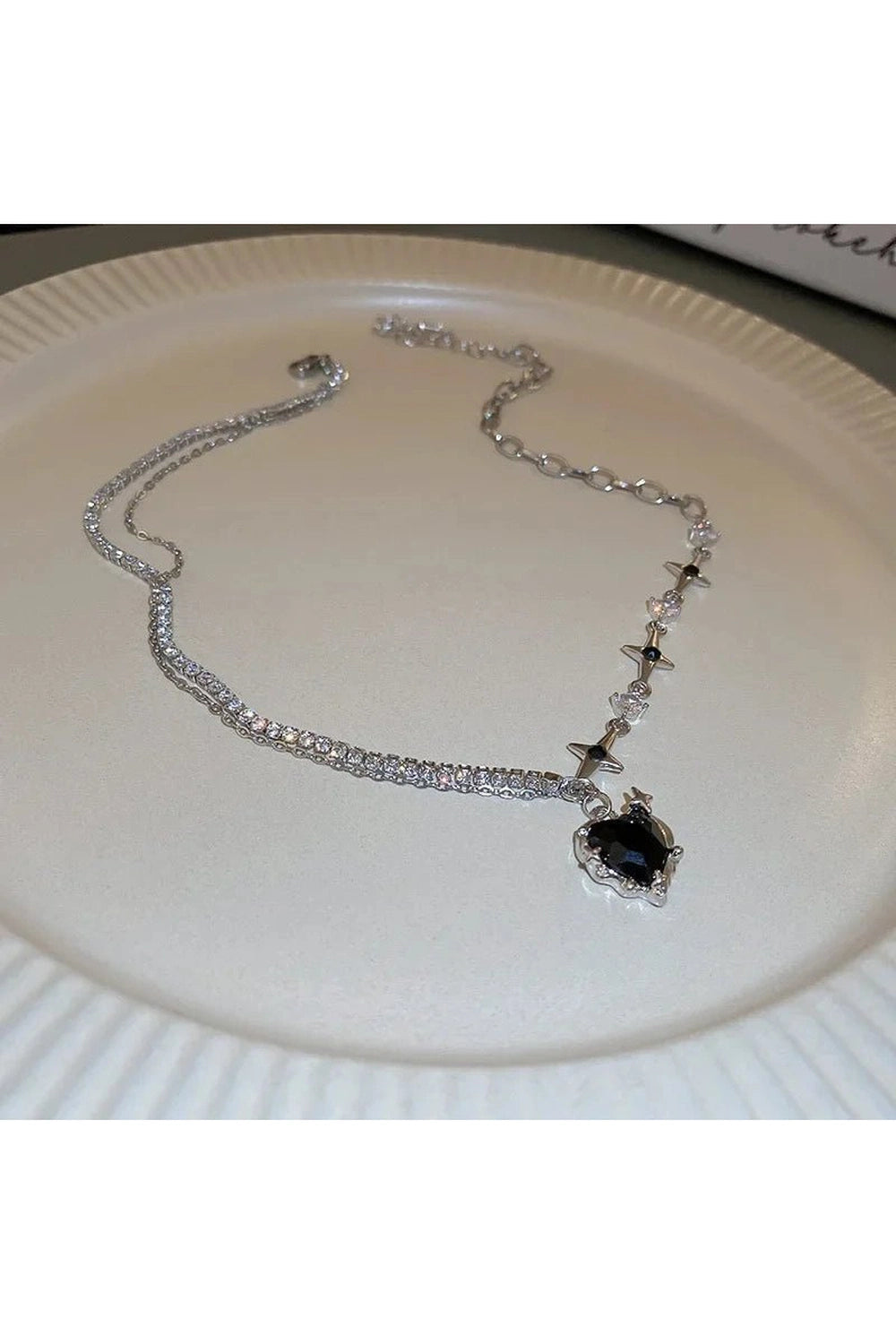 Purple Heart Pendant Necklace Black Shoptery