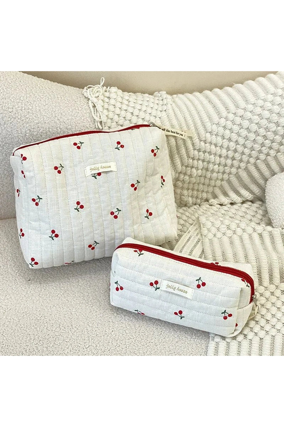 Quilted Cherry Travel Bag - Makeup Bags