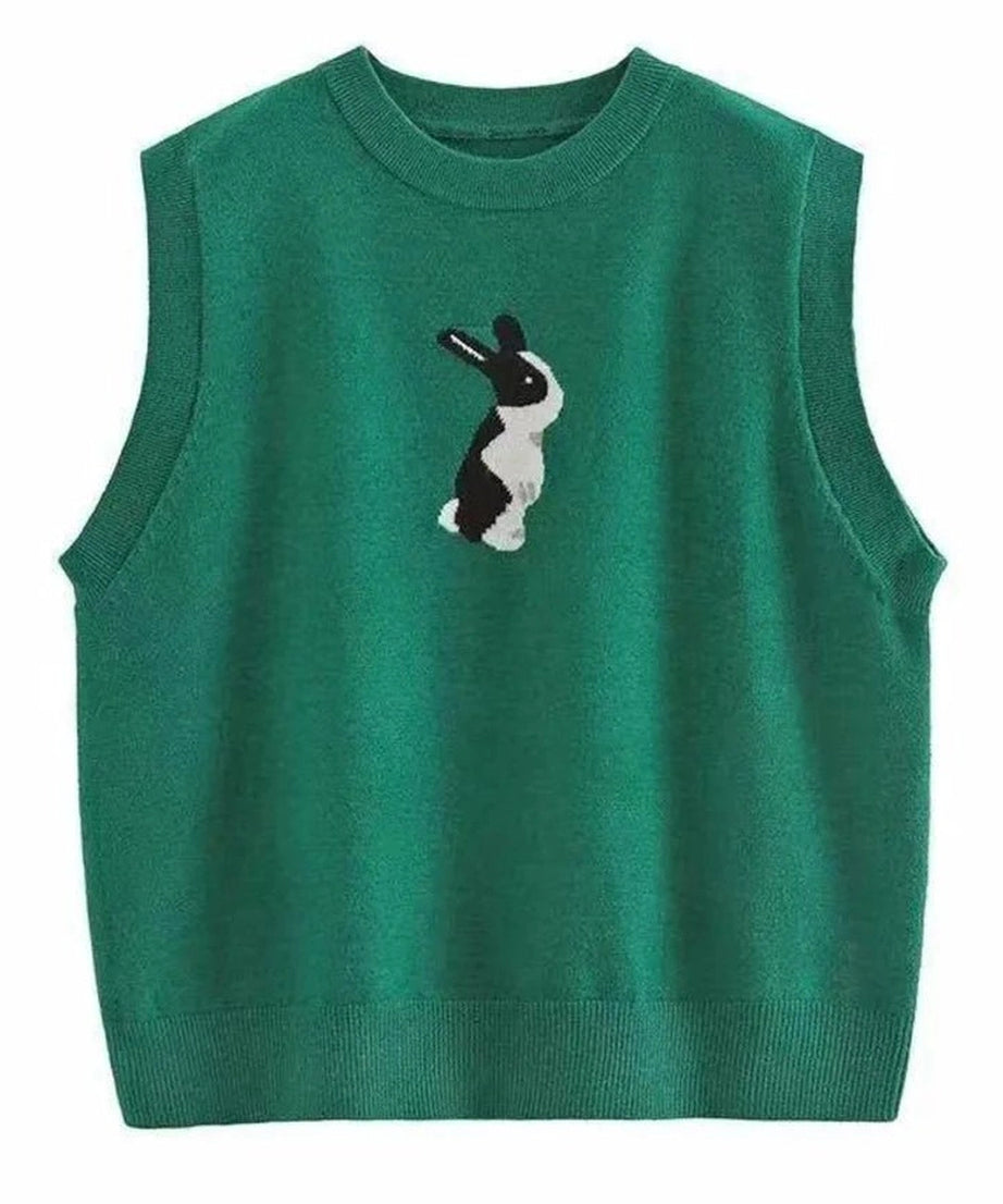 Rabbit Patch Sweater Vest - Sweaters