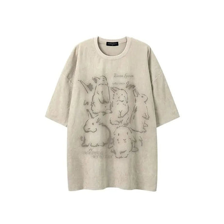 Rabbit Print Graphic T - shirt - T - Shirts