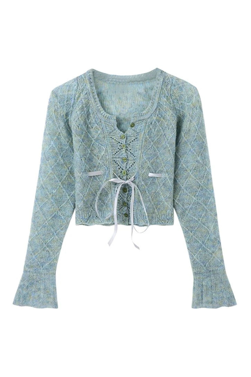 Fall Rainbow Gradient Lace Cardigan Blue Shoptery