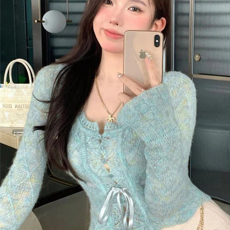 Fall Rainbow Gradient Lace Cardigan Shoptery