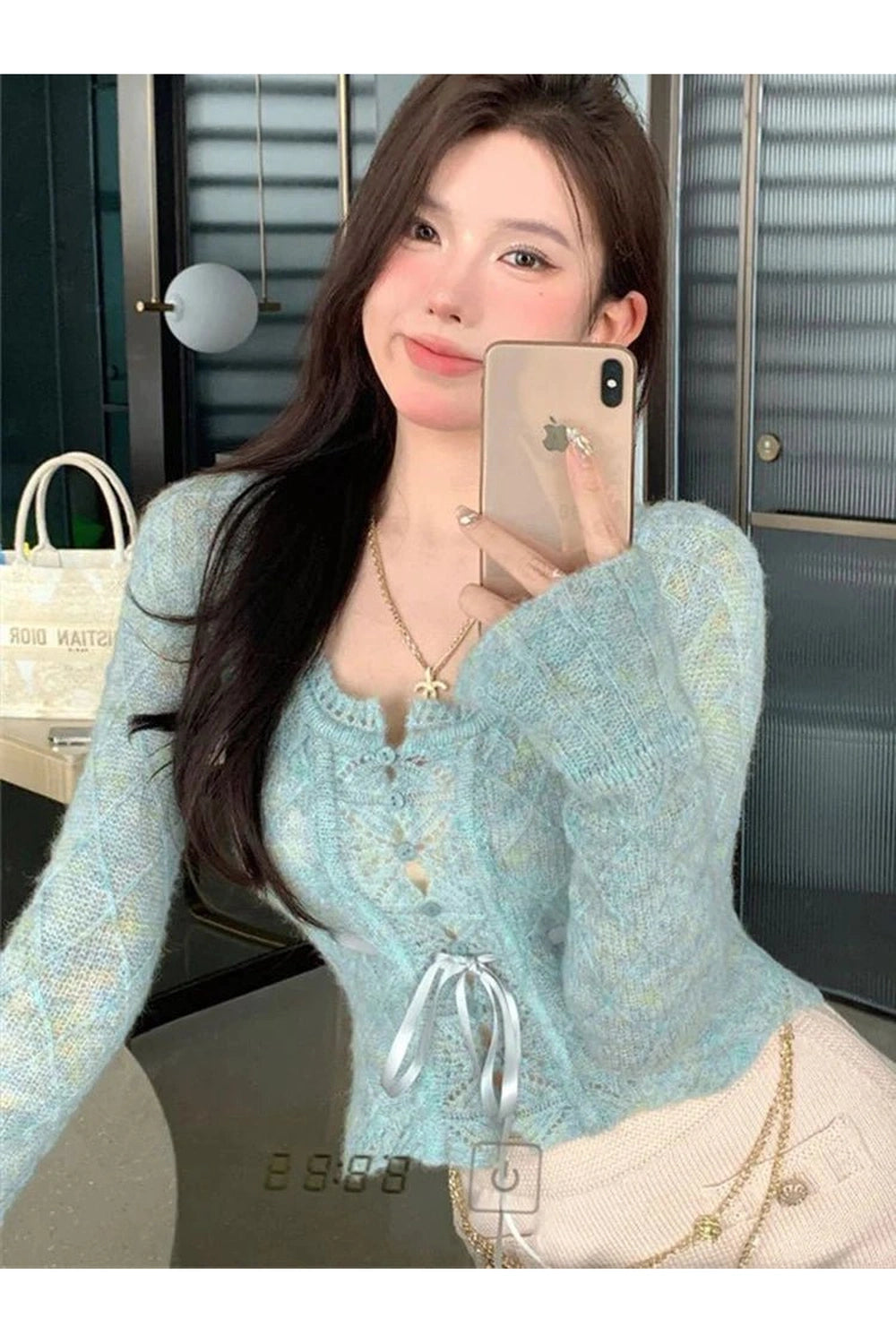 Fall Rainbow Gradient Lace Cardigan Shoptery