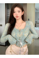 Fall Rainbow Gradient Lace Cardigan Shoptery