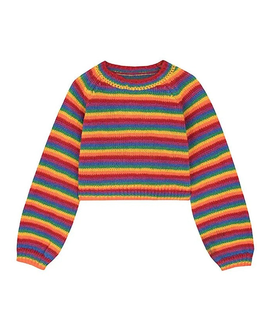 Rainbow Stripes Cropped Sweater - Sweaters