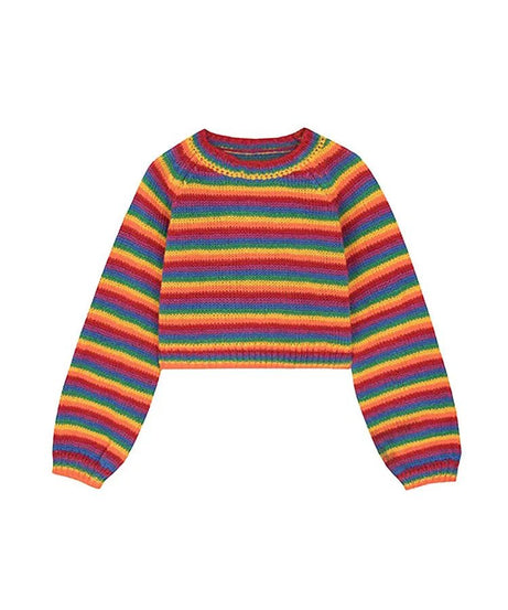 Rainbow Stripes Cropped Sweater - Sweaters