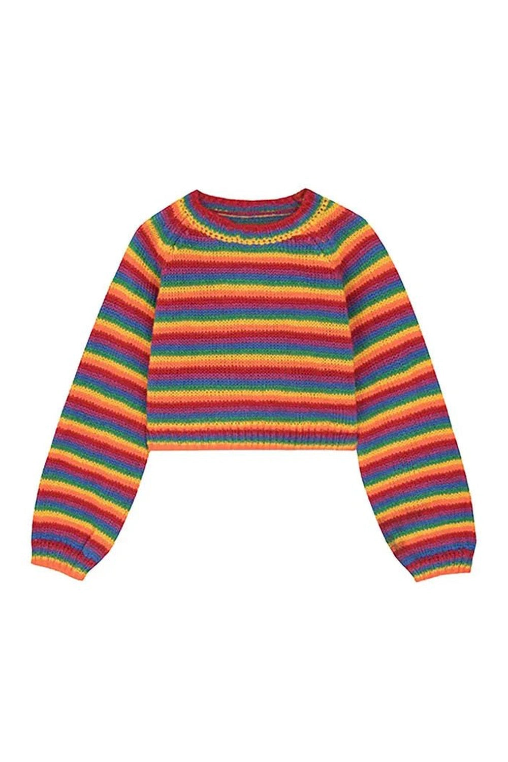 Rainbow Stripes Cropped Sweater - Sweaters