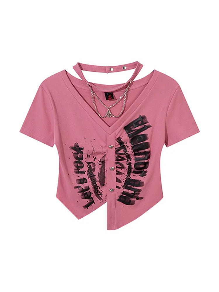 Rebel Asymmetric Choker Top - Crop Tops