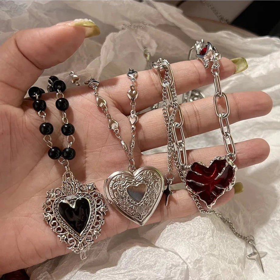 Red Heart Gothic Necklace Shoptery