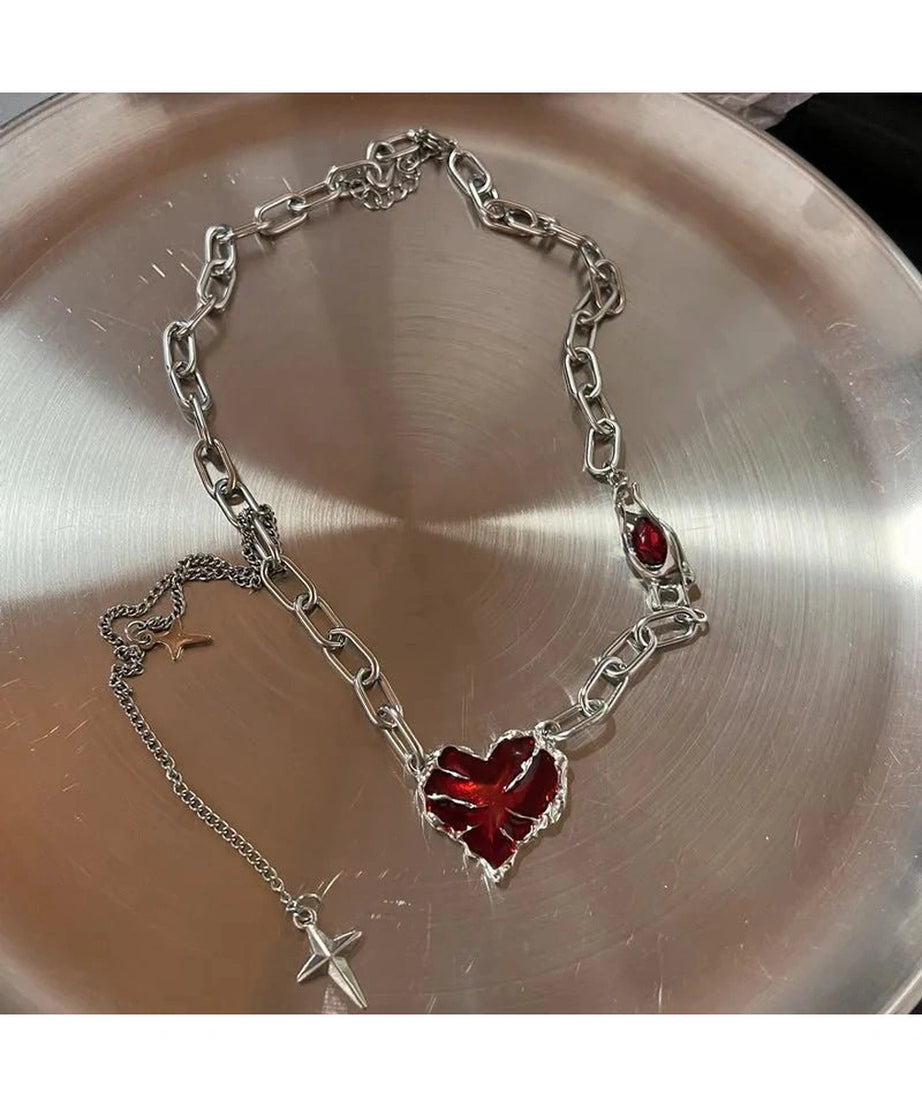 Red Heart Gothic Necklace -